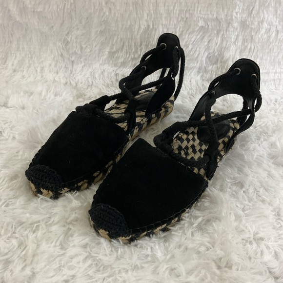 & OTHER STORIES WOMEN FLAT BLACK LACE UP ESPADRILLE SANDALS . SIZE-7 - Picture 1 of 11